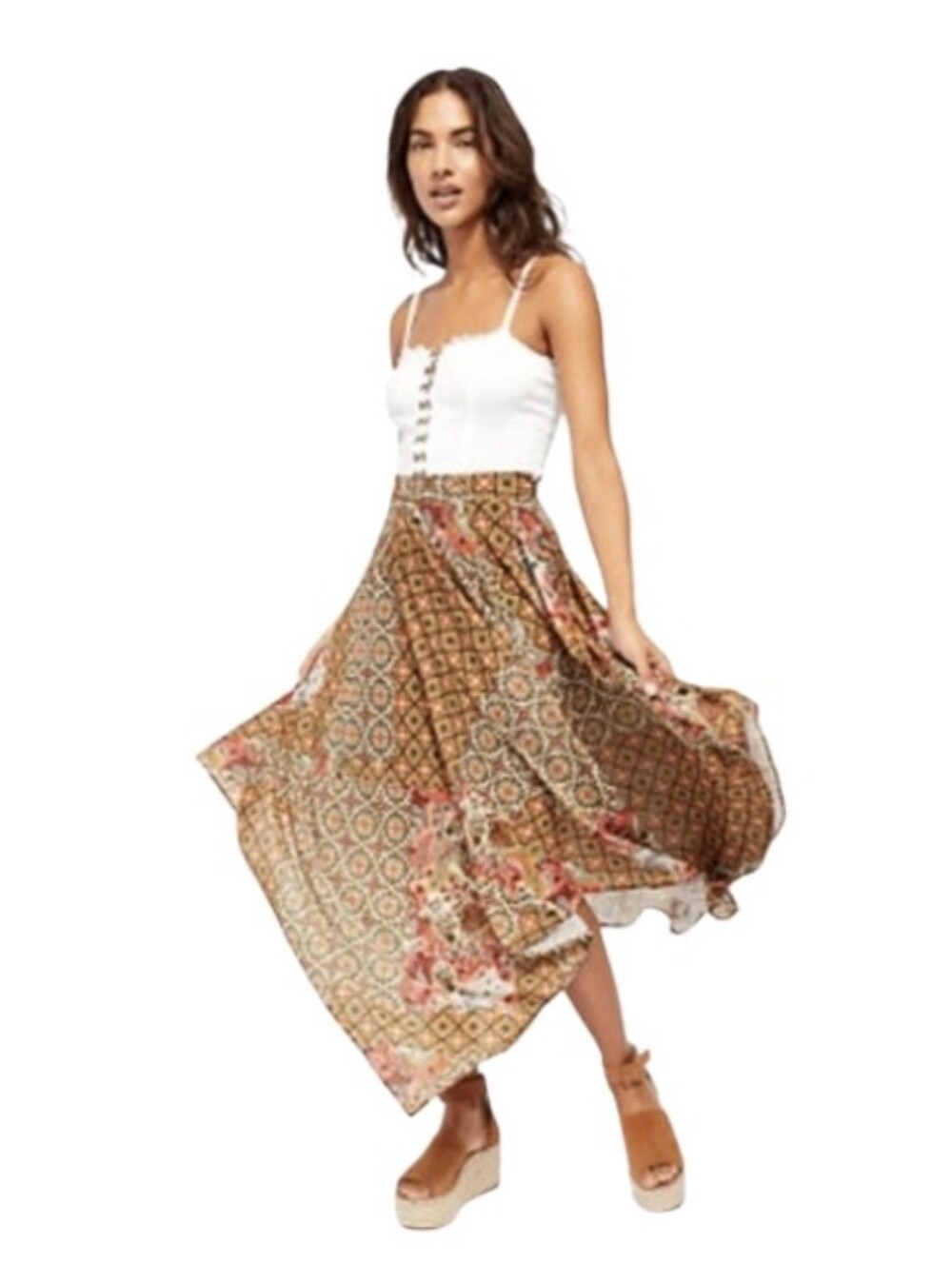 NWT Free People Stay Awhile maxi skirt Fairy Boho Babe Large Hippie Girlie